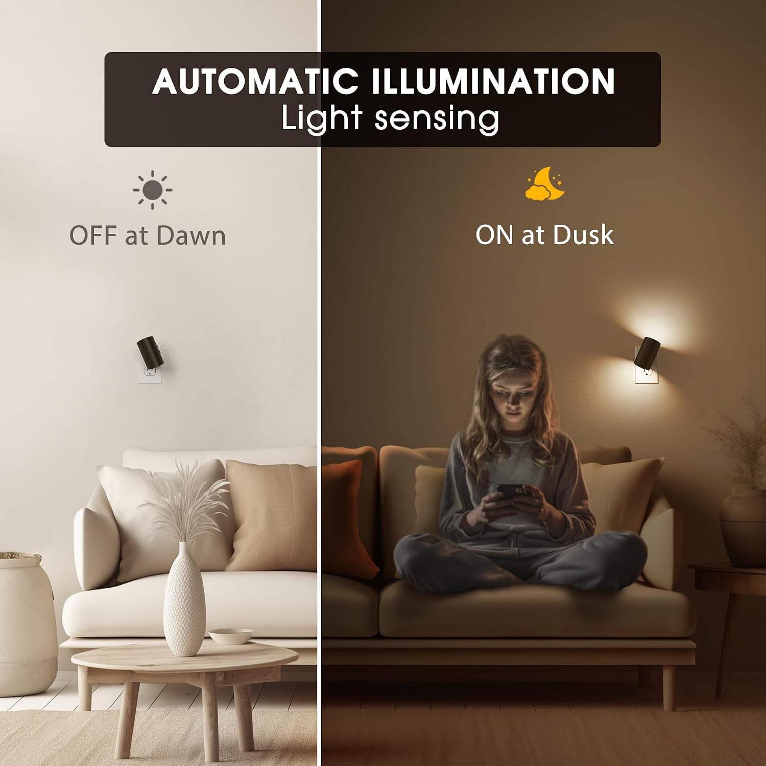 Briignite Night Lights Plug into Wall, 3CCT Modern LED Night Light Plug in, Dusk to Dawn Sensor, 3000KĀ0Kl·0K Change Nightlight, Dimmable…