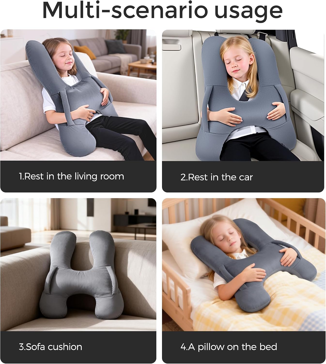 BEBAS H-Shaped Kids Travel Pillow for Car Travel Accessories for Children - Soft Breathable Supports Neck Head for Sleeping - Adjustable…