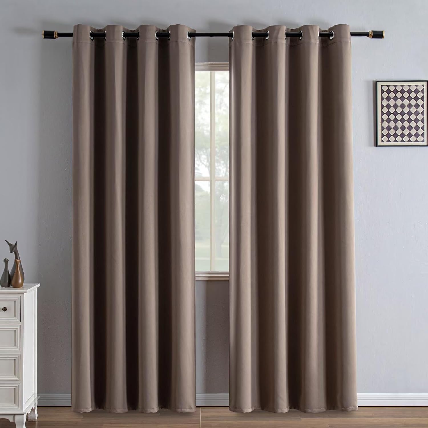 Igemaeve Blackout Curtains 84 Inch Length 2 Panels Set, Black Out Curtains for Bedroom 84 Inch Long, Grommet Energy Saving Room Darkening D…