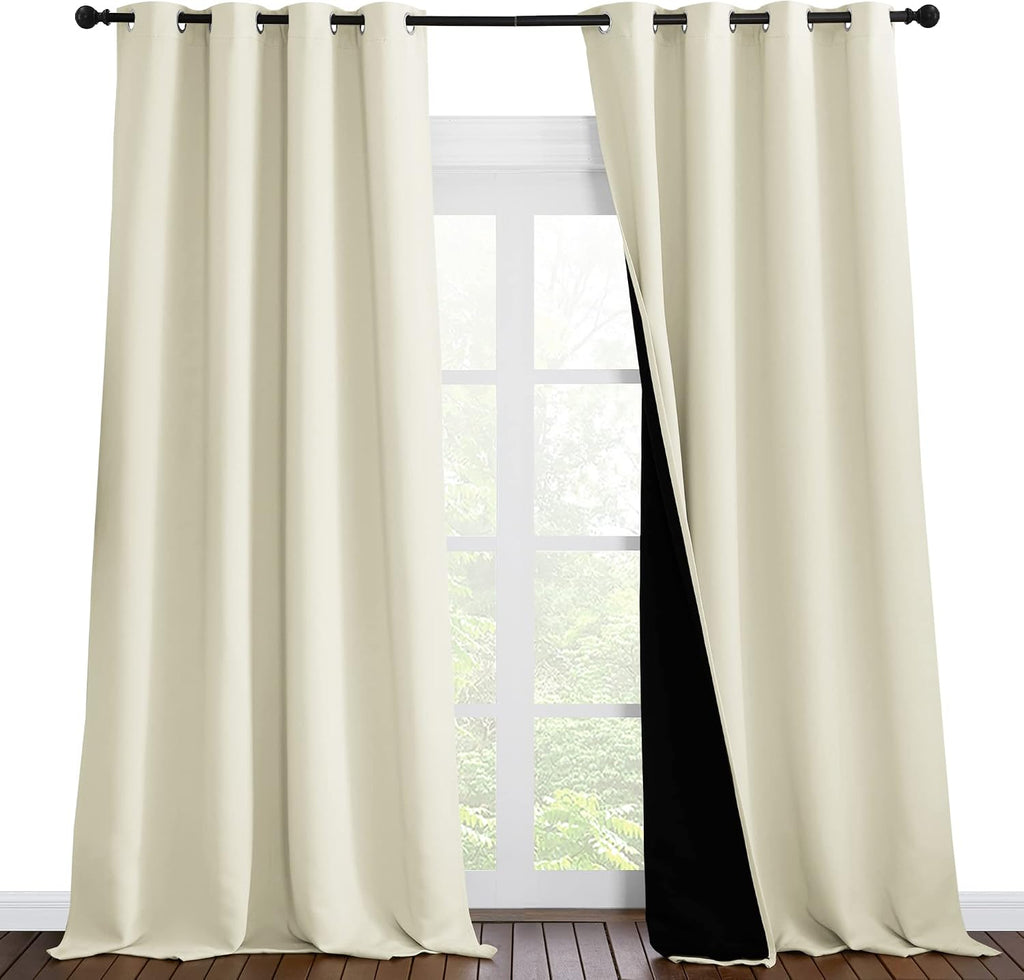 Nicetown Thermal Insulated 100% Blackout Curtains, Noise Reducing Performance Drapes with Black Lining, Full Light Blocking Drapery Panels…