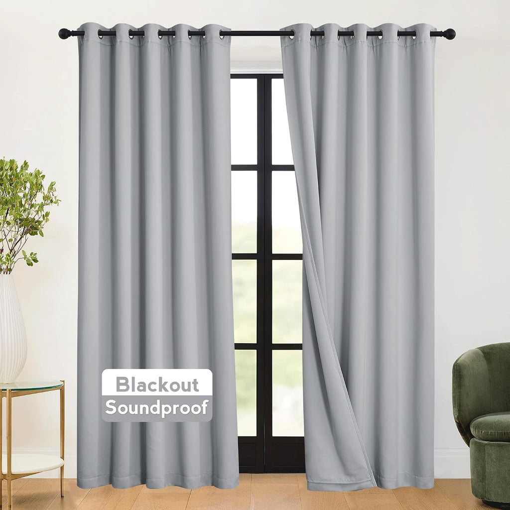 Rybhome RYB HOME 3-in-1 Soundproof - Blackout - Energy Saving Room Divider Curtains, Extra Wide Window Curtains for Bedroom Living Room Lof…