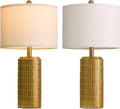 PoKat 23" Brass Gold Ceramic Table Lamps for Living Room, Retro Warm Gold Lamps for Night Stands, Vintage Bronze Decorative Lamps for…