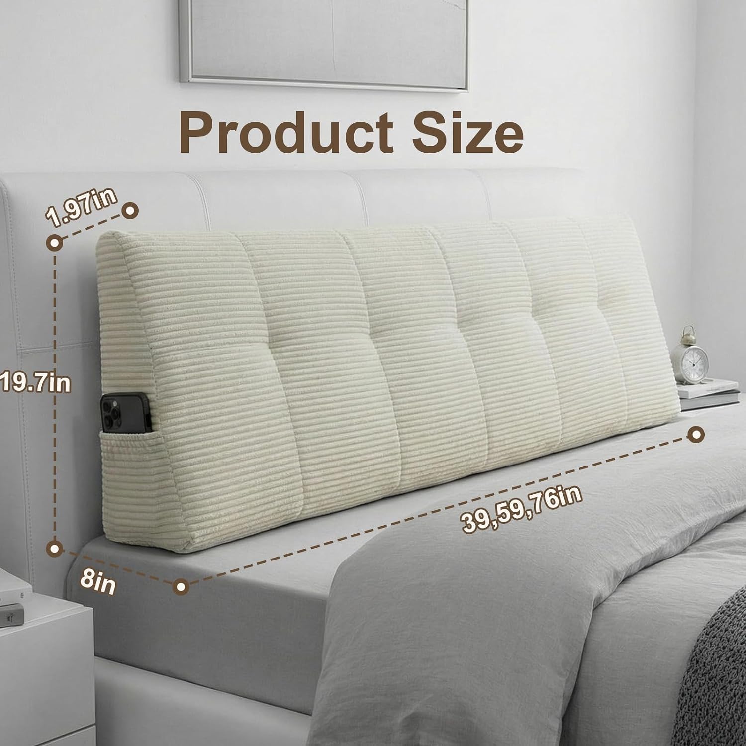 Djft Headboard Pillow Queen Size for Sitting in Bed, Large Bed Wedge Backrest Cushion with Ergonomic Foam, Reading Pillow Large Back…