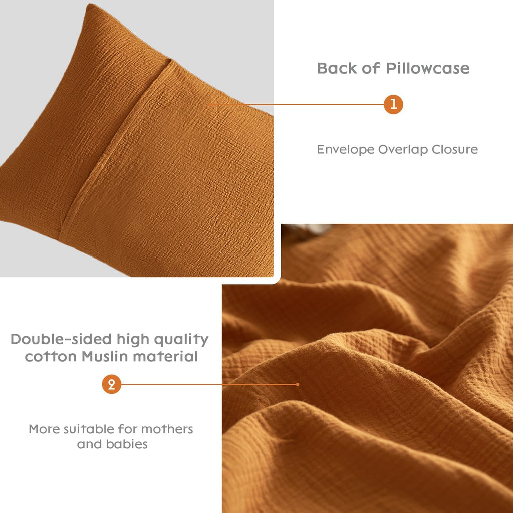 DefineCozyHealthyLife SE SOFTEXLY Muslin Pillowcases King Size 100% Cotton, 2 Pack Linen Like Pillow Shams with Envelope Closure, Ultral So…