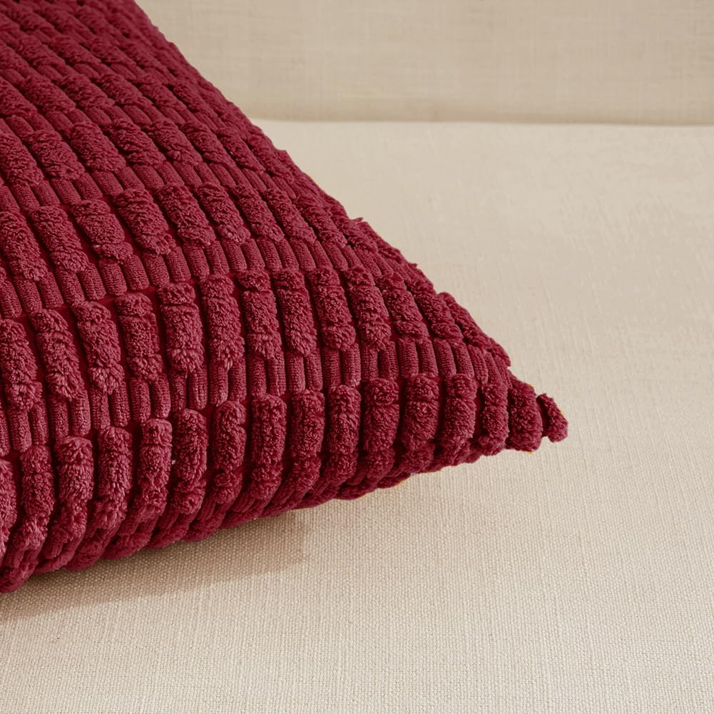Fancy Homi Decorative Throw Pillow Covers for Bed Couch Bedroom Bench, Soft Corduroy Solid Pillow Case, Rustic Farmhouse Boho Room…