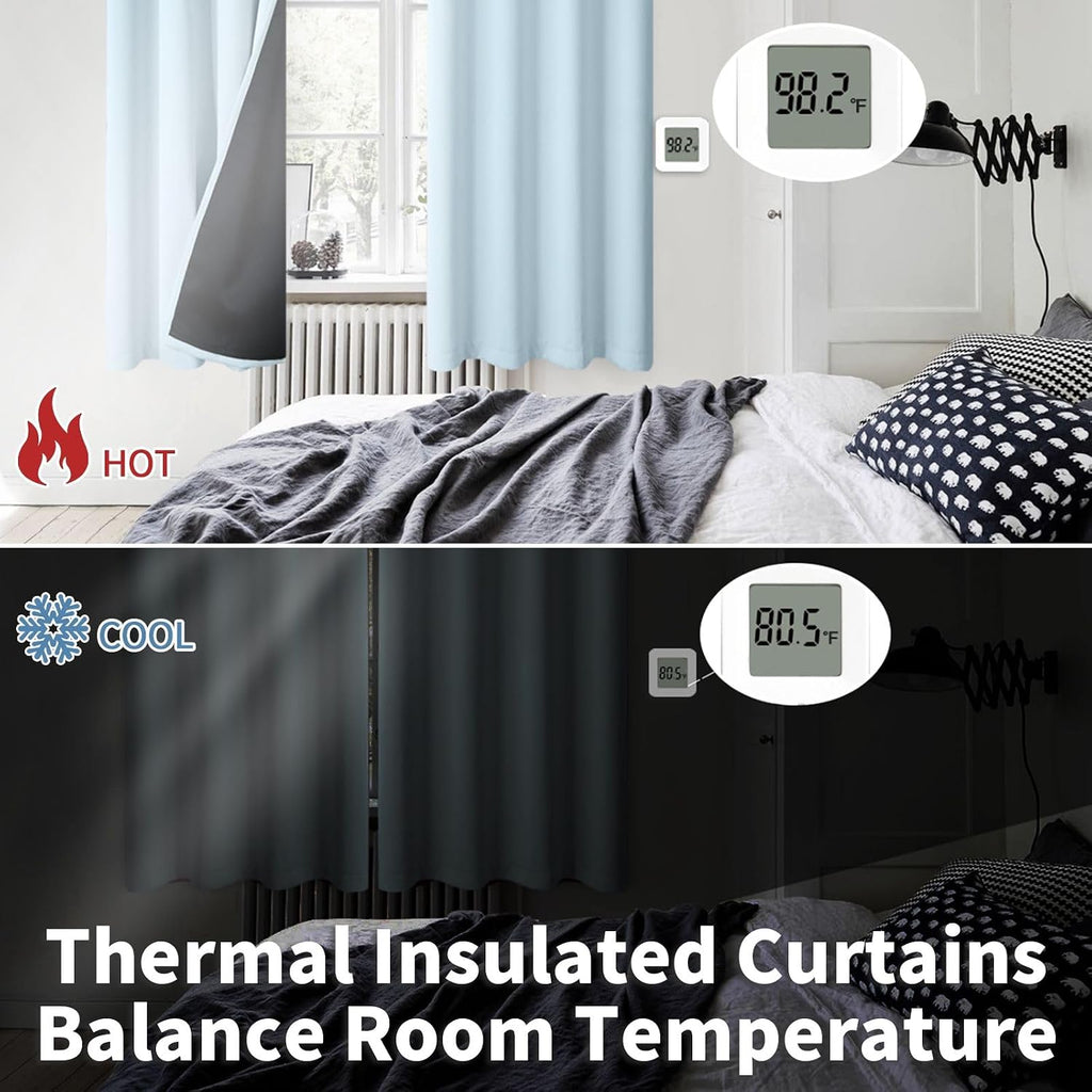BGment Baby Blue 100% Blackout Curtains for Kids Bedroom 45 Inch Length, Thermal Insulated Full Light Blocking Grommet Noise Cancelling Sma…