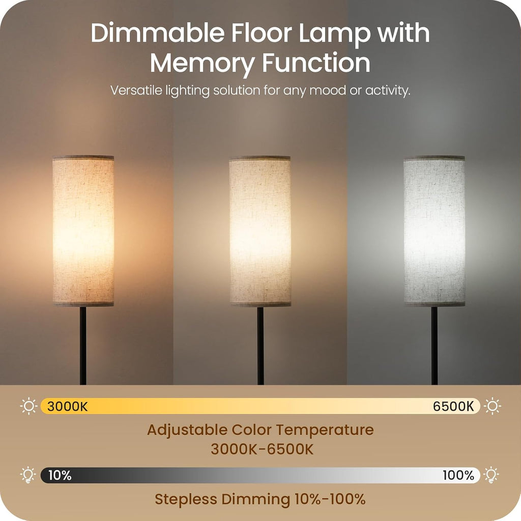 2 Pack Dimmable Floor Lamps for Living Room with 2 Remotes and Foot Switch, Corner Floor Lamp, Standing Tall Lamp, 10W 900LM LED Bulb…