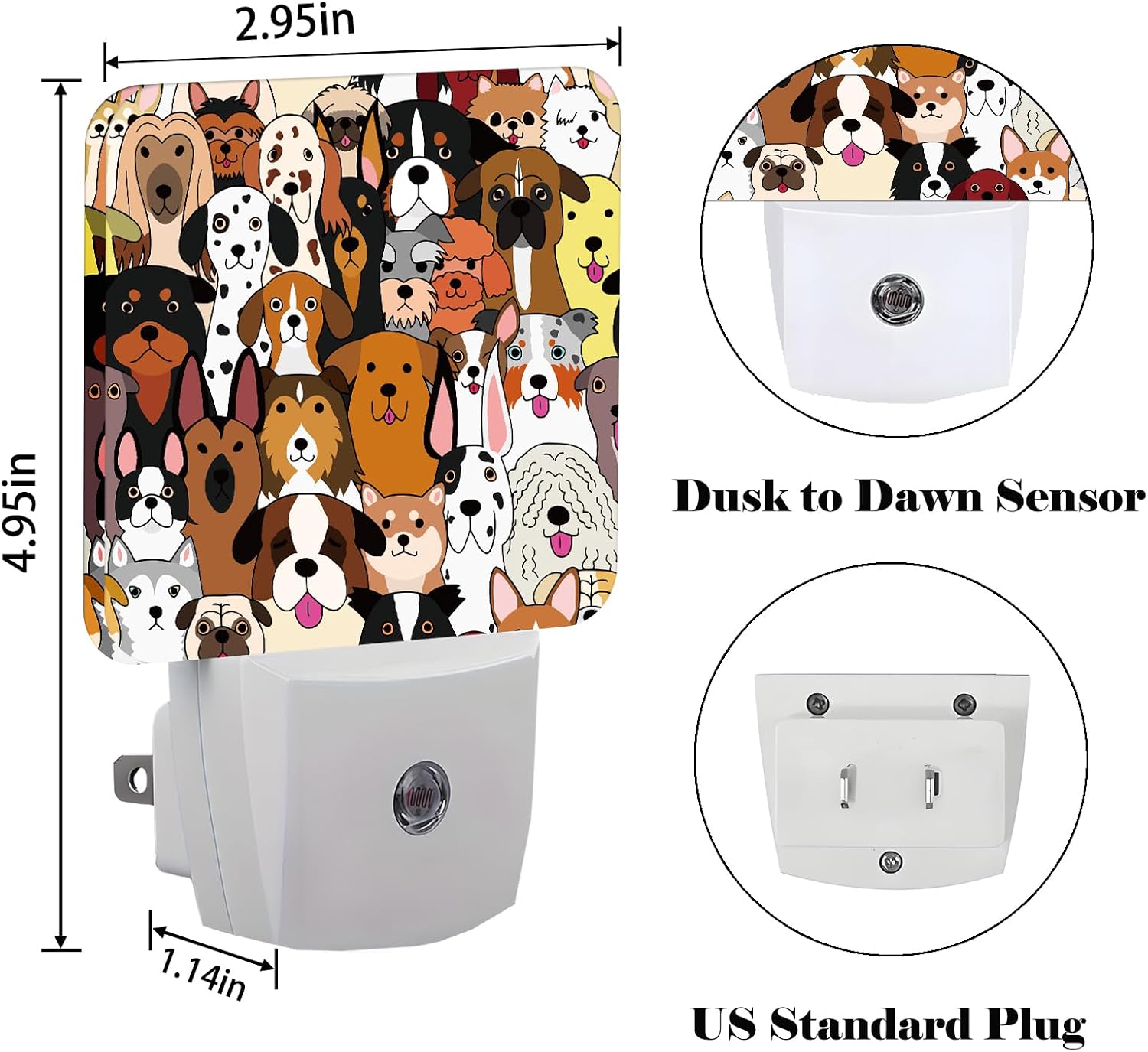 Cute Dog Night Light, Plug Into Wall Decor for Stairway, Hallway, Kitchen, Dusk to Dawn Sensor Nightlights for Boys/Girls/Women/Men Room Gifts