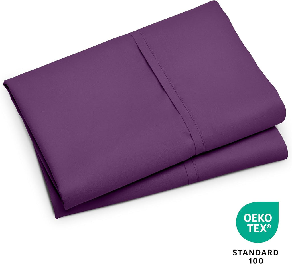 BareHome Bare Home Microfiber Pillow Cases - King Size Set of 2 - Cooling Pillowcases - Double Brushed - Plum Pillowcases Two Pack - Easy C…