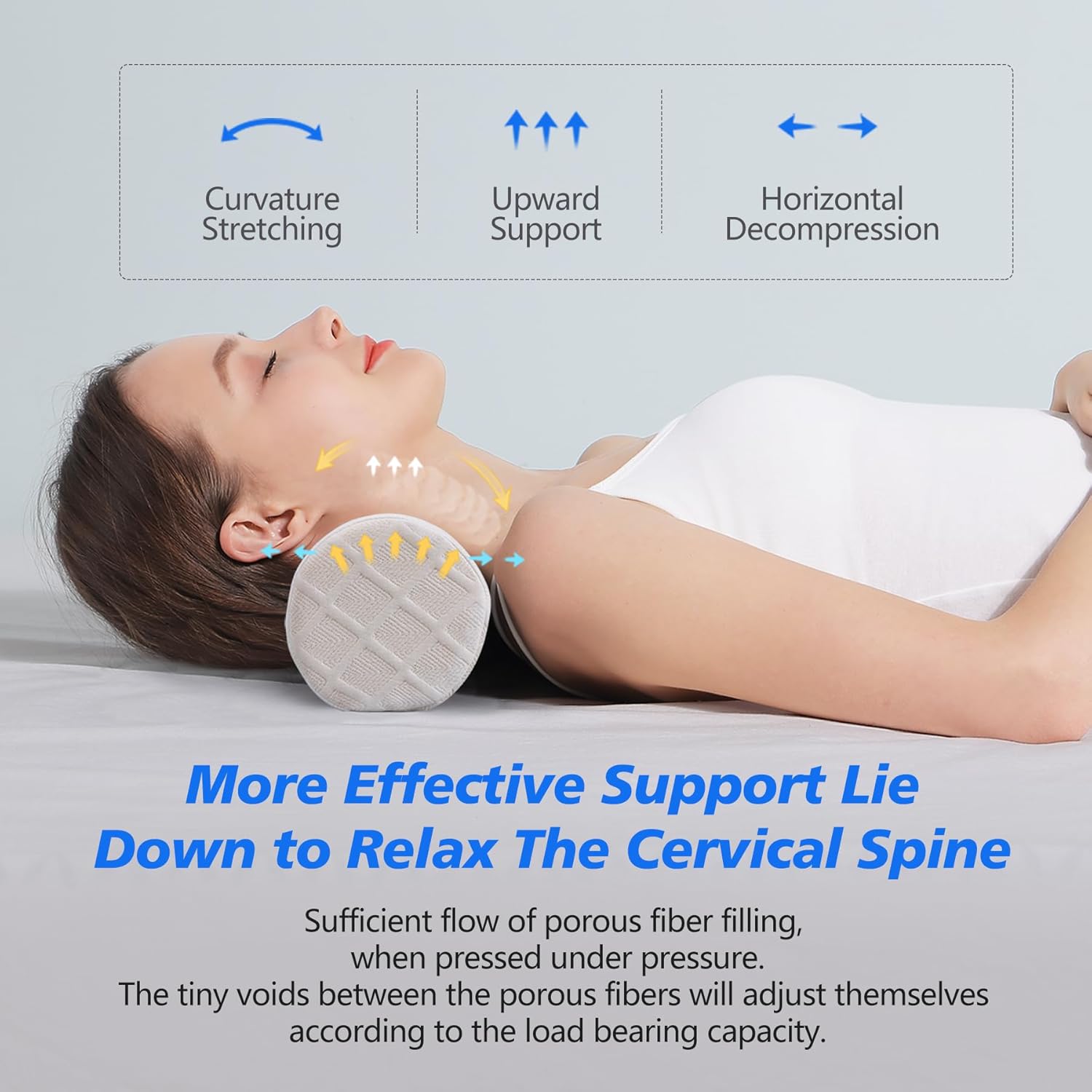 Cozyth Cervical Roll Pillow, Medium Soft Memory Foam Neck Round Pillow Cylinder Bolster Pillow for Sleeping, Round Neck Support for Bed…