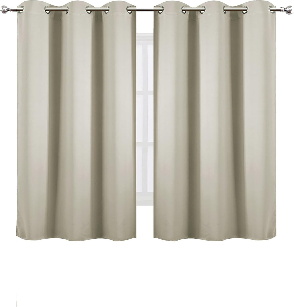 Lemomo Light Beige Thermal Blackout Curtains/42 x 63 Inch/Set of 2 Panels Room Darkening Curtains for Bedroom 63 Inch silver