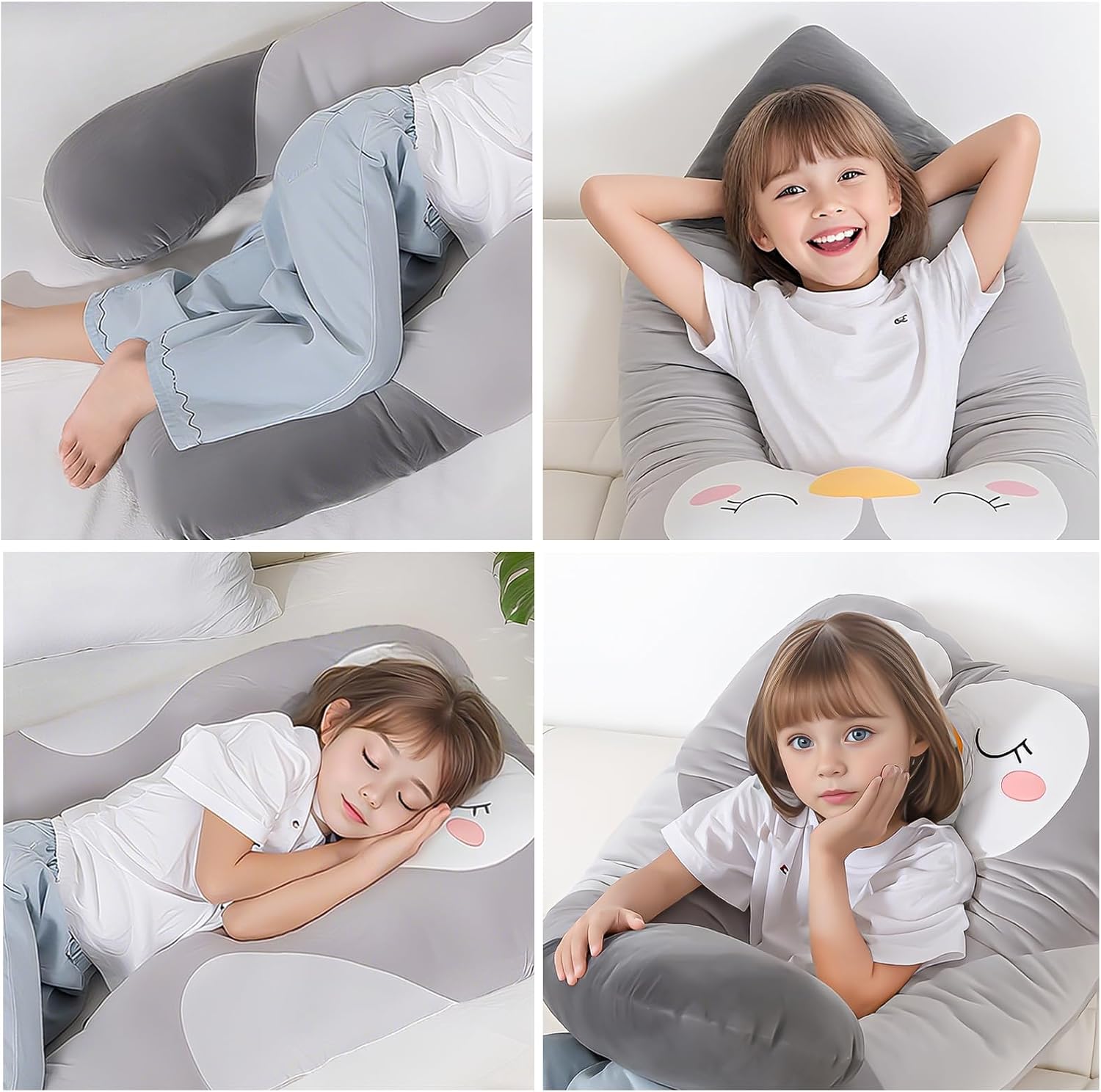 47x23 inch U Shaped Long Plush Body Pillows for Kids, Stuffed Animal Penguin Soft Large Pillow for Sleeping, Big Cute Plushies, Washable…
