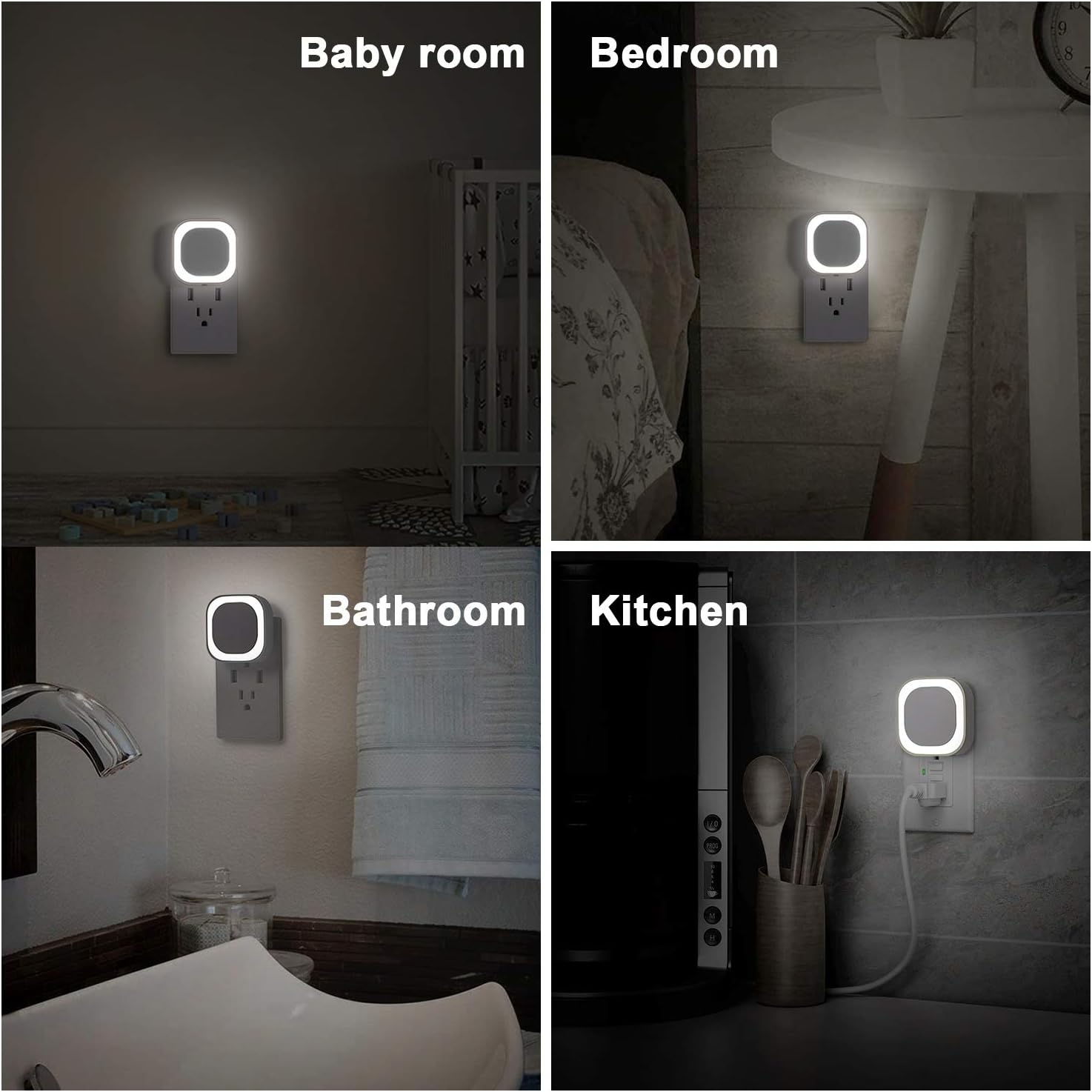 Yunlex 6 Pack Daylight White Night Light, Gentle Eye-comfort with Dimmable Wide-Glow, Indirect Reflection, Auto Dusk to Dawn Sensor, Plug…