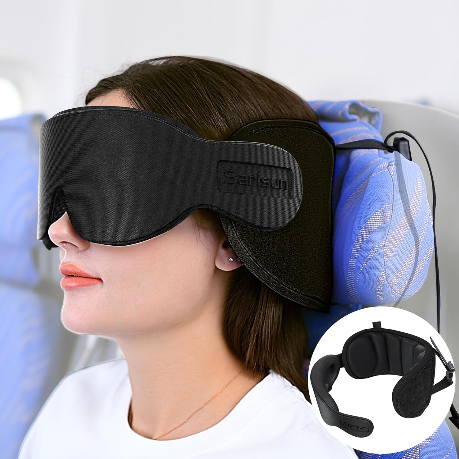 SARISUN Travel Pillows for Airplanes, 360° Support Headrest Pillow with Eye Mask for Sleeping, Travel Airplane Pillow for Long Flights…