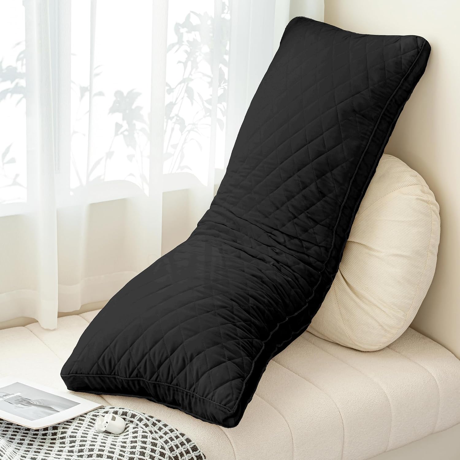 Ubauba Memory Foam Body Pillow, Full Large Body Pillows for Adults, Firm & Fluffy Long Bed Pillows for Sleeping (20x54 inch, Black)