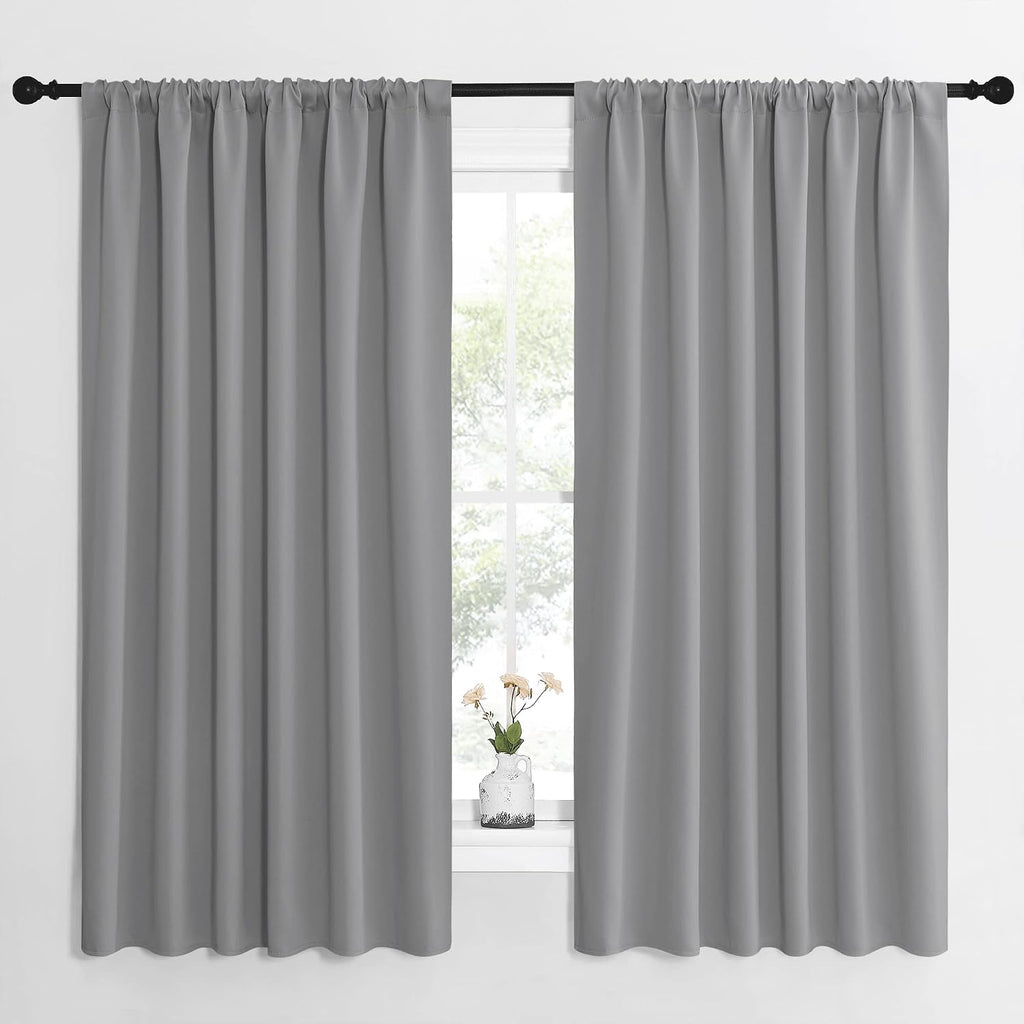 NICETOWN Short Curtains for Wide Window - Thermal Insulated Rod Pocket Blackout Drapes/Draperies for Dining Room (2 Panels, W62 x L63…