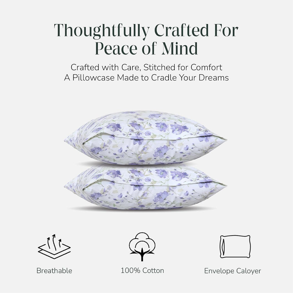 FEATHER & STITCH NEW YORK 100% Cotton 2 Piece King Pillow Cases, 300TC Ultra-Soft Pillowcases with Envelope Closure, Wrinkle- Fade- Stain…