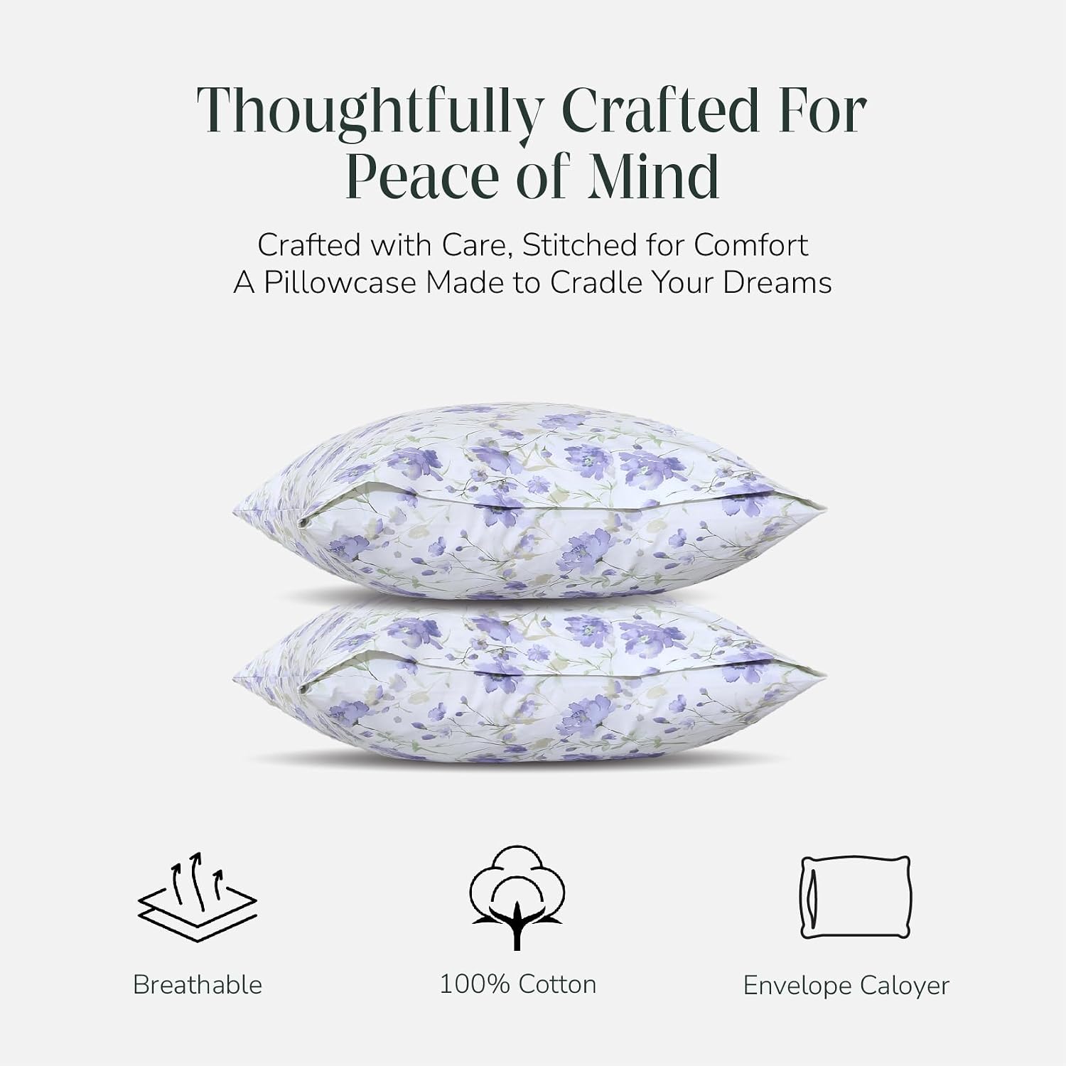 FEATHER & STITCH NEW YORK 100% Cotton 2 Piece King Pillow Cases, 300TC Ultra-Soft Pillowcases with Envelope Closure, Wrinkle- Fade- Stain…