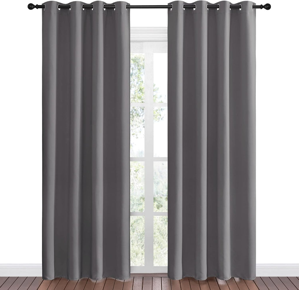 Nicetown Blackout Curtains Panels for Bedroom - 3 Pass Microfiber Noise Reducing Thermal Insulated Solid Ring Top Blackout Window Drapes (2…
