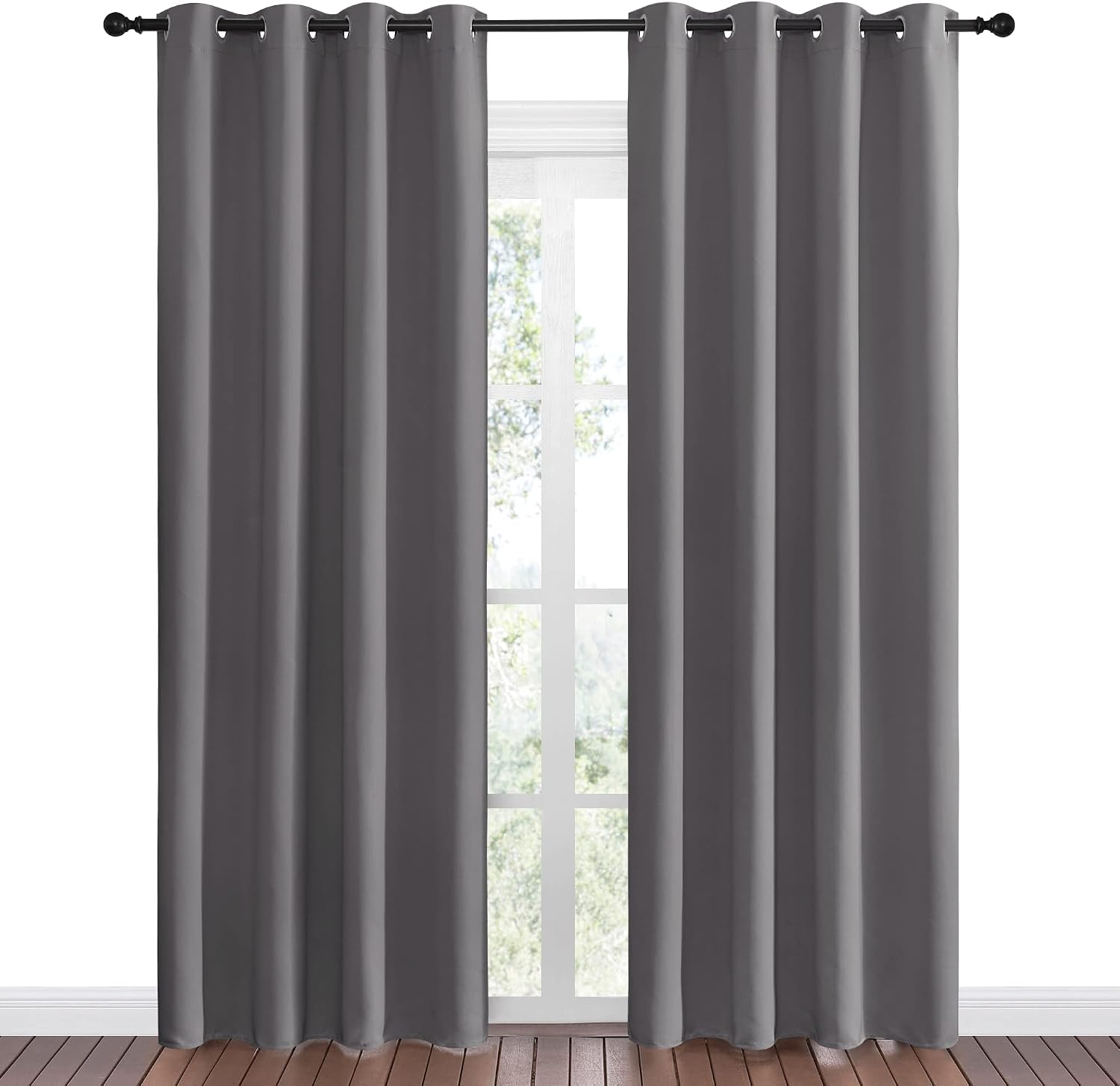 Nicetown Blackout Curtains Panels for Bedroom - 3 Pass Microfiber Noise Reducing Thermal Insulated Solid Ring Top Blackout Window Drapes (2…
