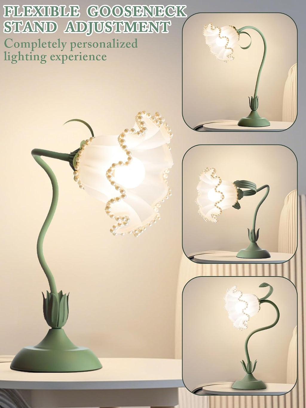 Aqdzcnf Flower Table Lamp, LED Reading Light Bedside Vintage Flower Night Light,3 Colors Modes Kawaii Bedside Lamps Decor, Living Room Bedroo…