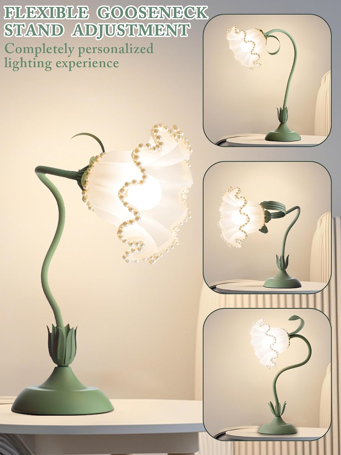 Aqdzcnf Flower Table Lamp, LED Reading Light Bedside Vintage Flower Night Light,3 Colors Modes Kawaii Bedside Lamps Decor, Living Room Bedroo…