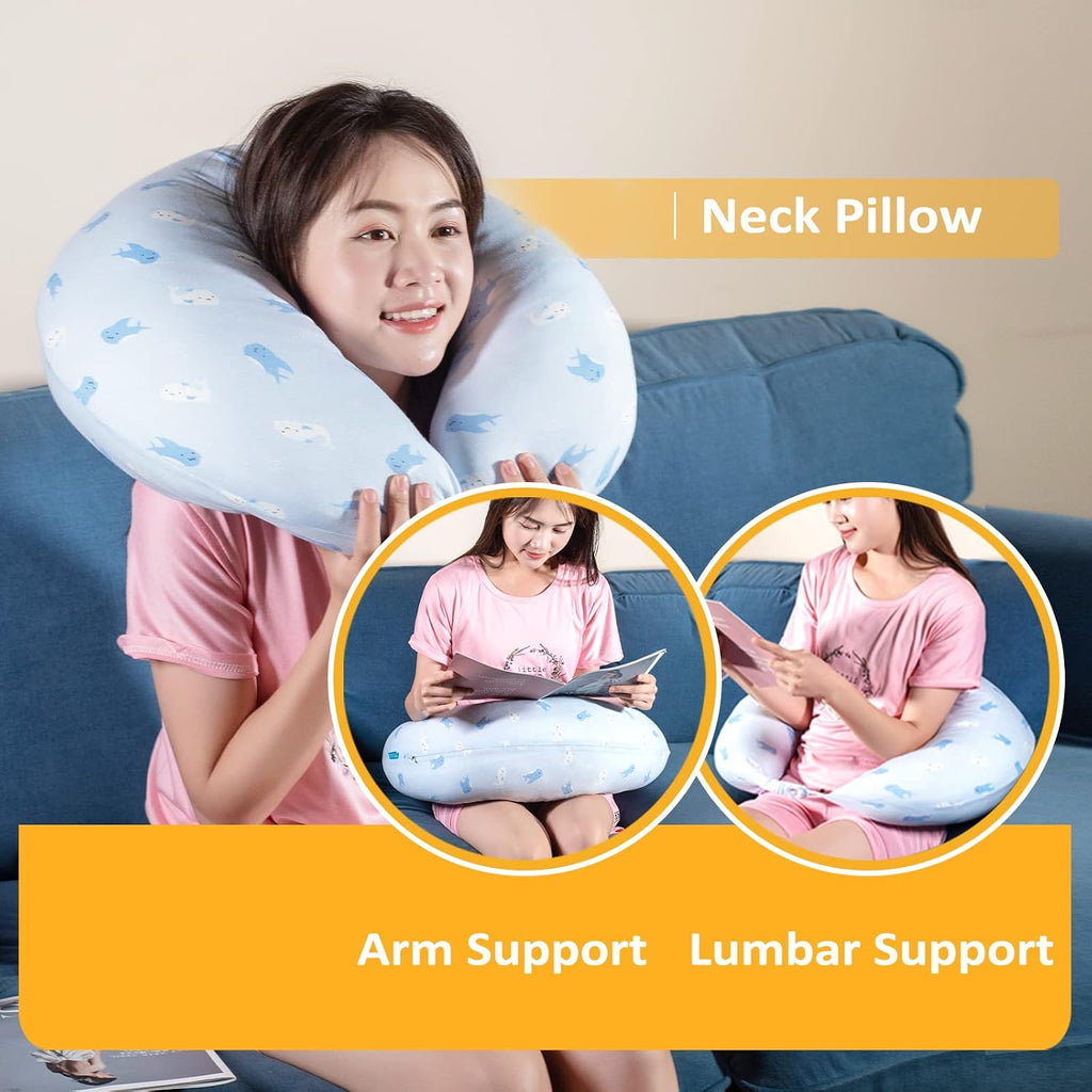 BYRIVER Firm C Shaped Body Pillow for Side Sleeping Women Men, Cooling Pregnancy Pillows for Sleeping, Washable Jersey Cotton Cover…