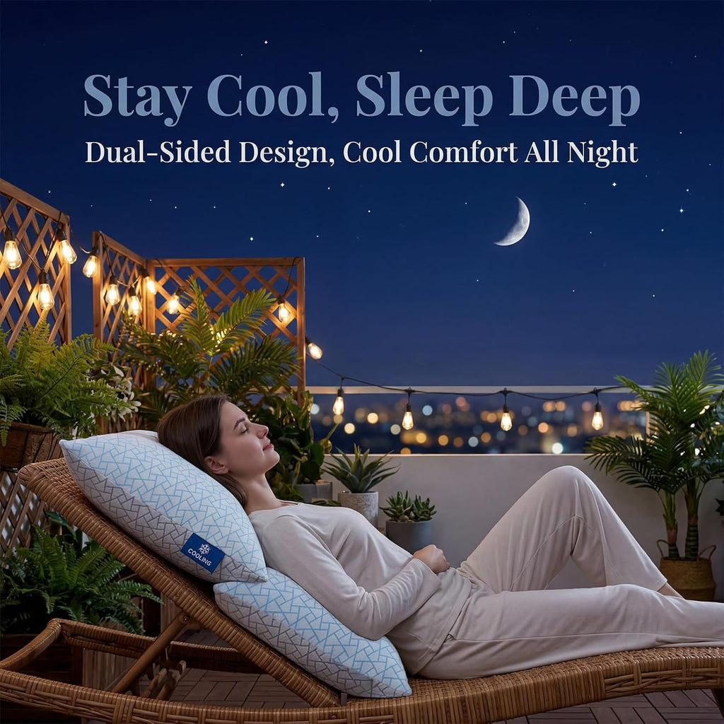 Alkyonos Cooling Pillow for Sleeping:Adjustable Shredded Memory Foam Bed Pillow, Queen Size Set of 2 with Ice Cover, Breathable &…