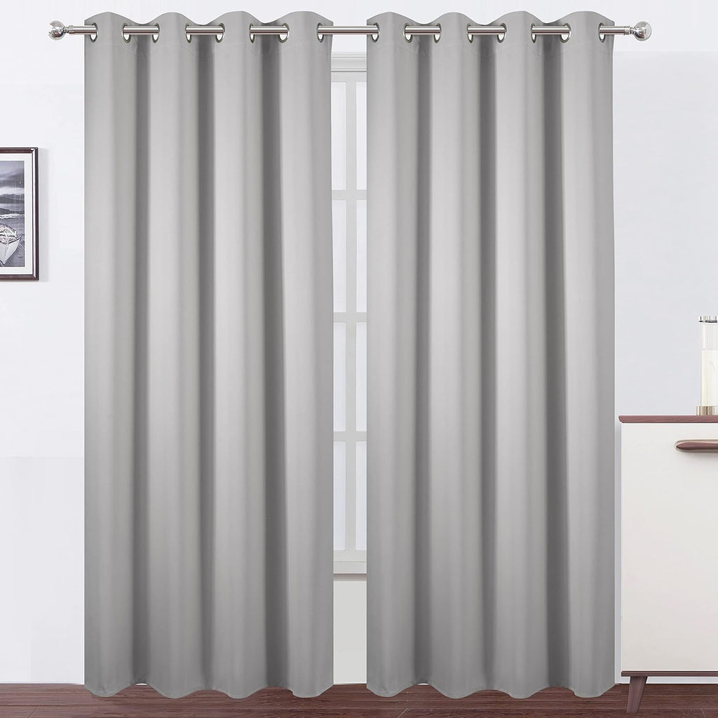 Lemomo Blackout Curtains 52 x 108 inch/Light Grey Curtains Set of 2 Panels/Thermal Insulated Room Darkening Bedroom Curtains 108 inch Grey