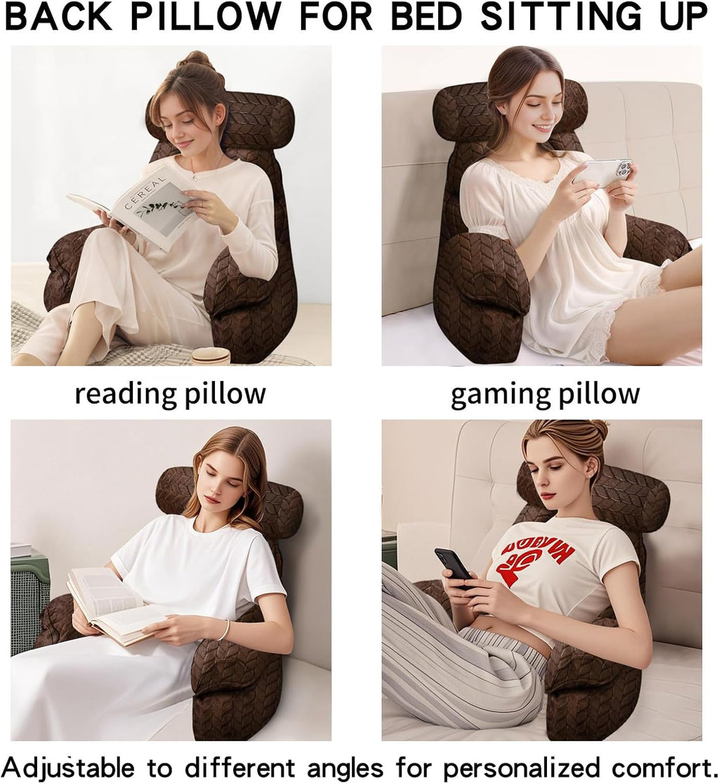 FXXUDVNIIN Back Pillow for Bed Sitting up – with 9.4" Armrest, for Reading, Gaming, Relaxing. Also Serves as tv Pillows for Sitting in…