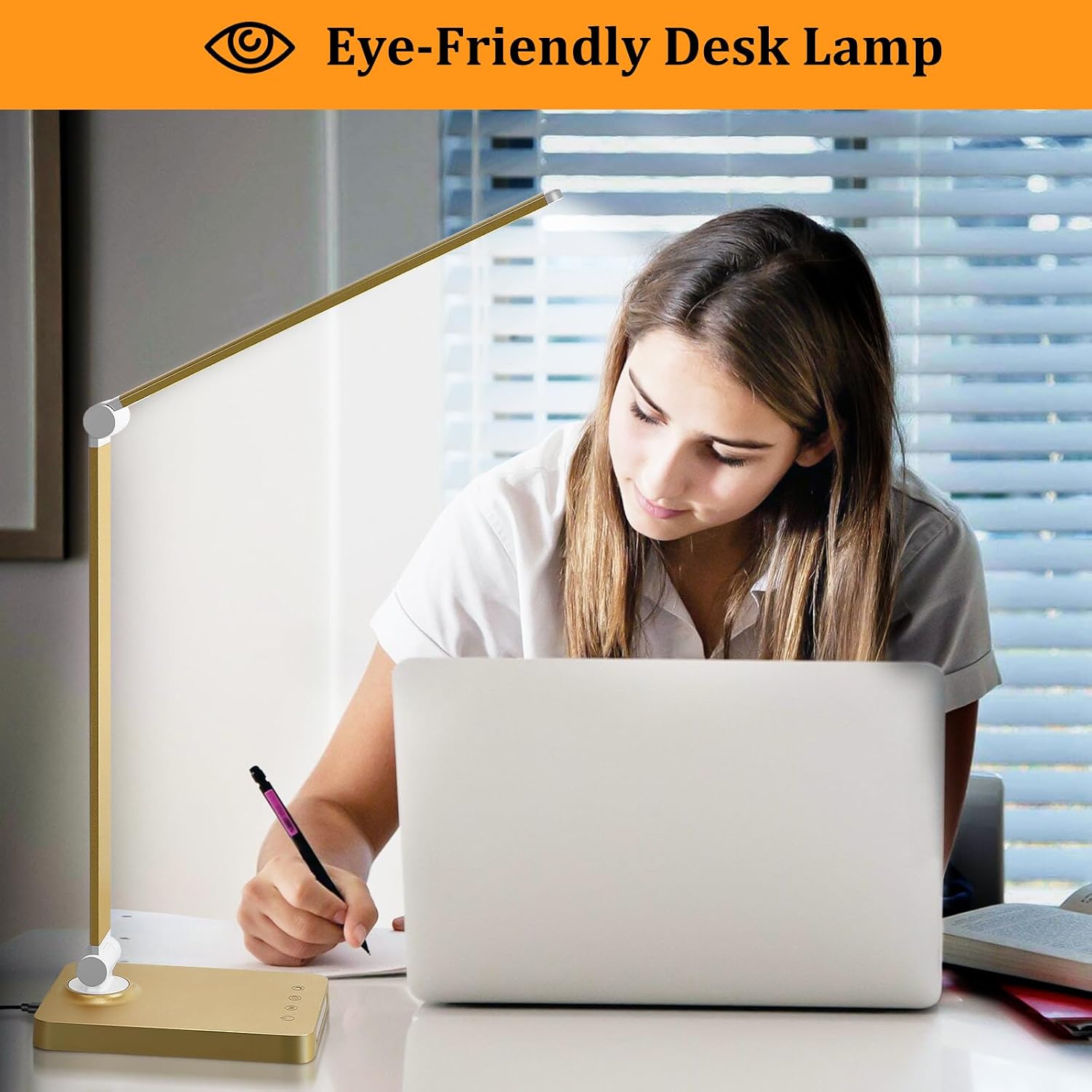 LED Desk Lamp with USB Ports, Touch Desk Lamps for Home Office with 5 Color Modes,3 Brightness Desk Light with Small Night Light, Reading…
