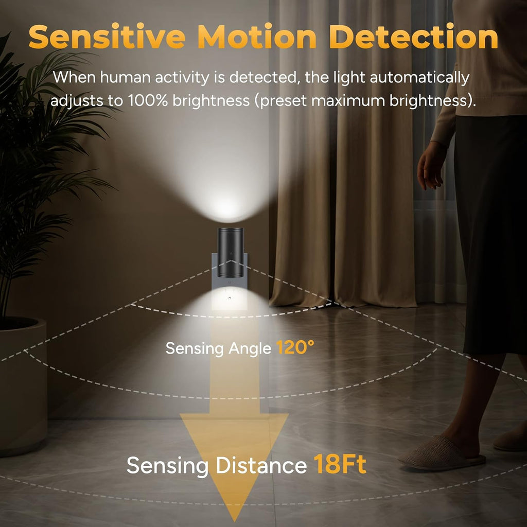 TSEXES LED Night Lights Plug into Wall, Motion Sensor & Dusk to Dawn Sensor, Dimmable 5000K Nightlight with 0-300 lm Adjustable Brightness…