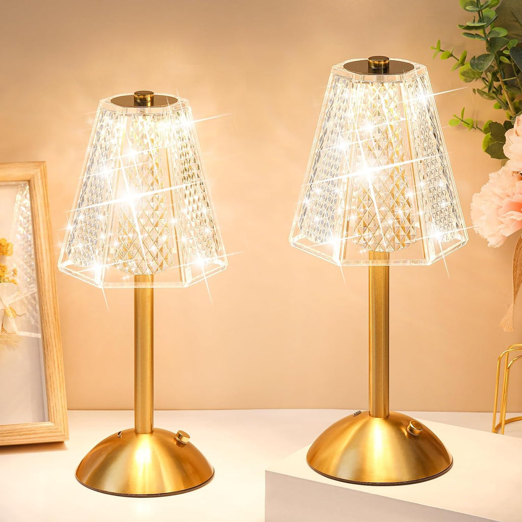 Liliful 2 Pcs Cordless Table Lamp Rechargeable Touch LED Small Gold Portable Battery Operated USB-c Desk Lamp 3 Color Dimmable for…