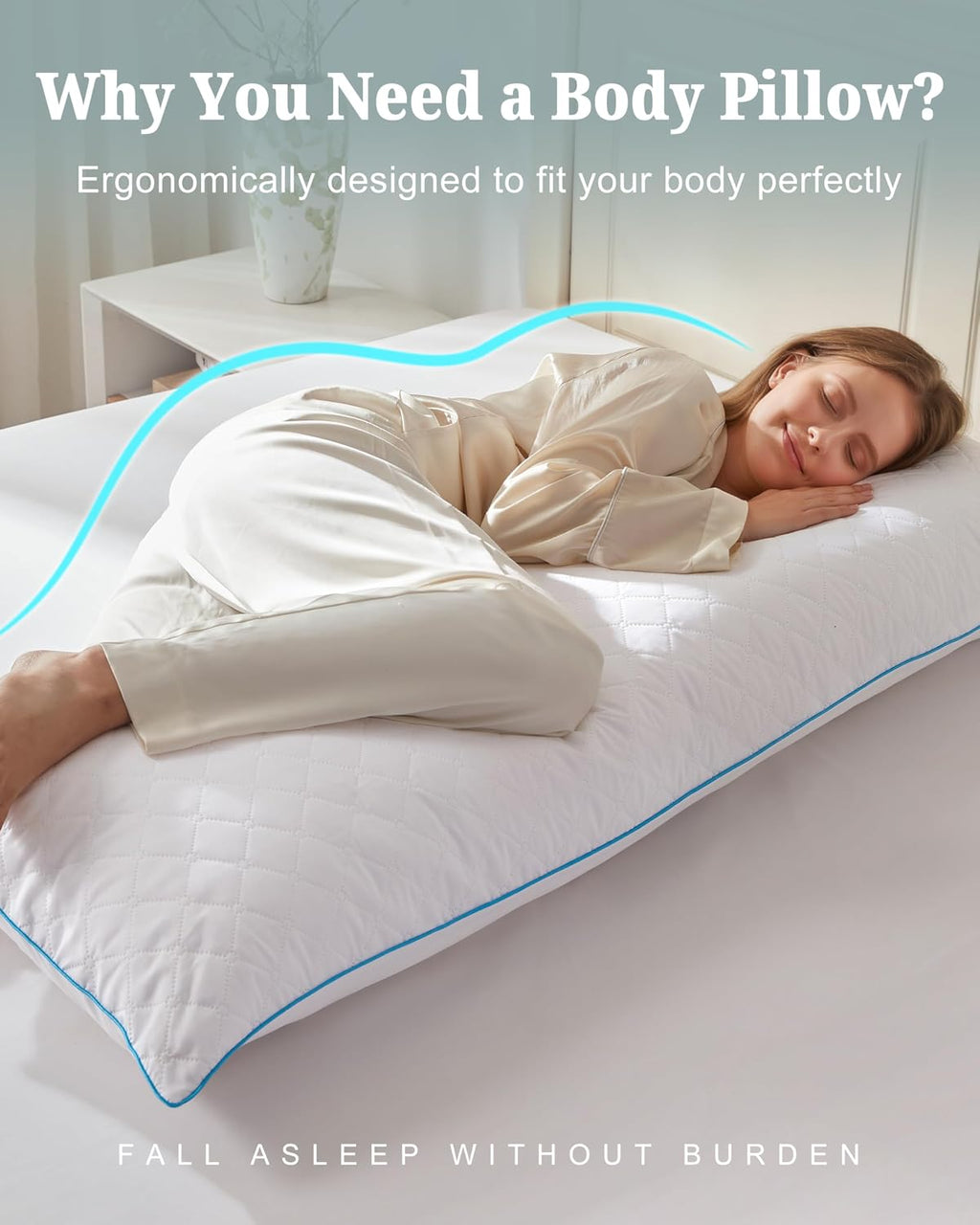 YZ HOME Long Body Pillow for Adults, Firm Body Pillow Shredded Memory Foam, Adjustable Height, Support for Side Sleeping & Pregnant…