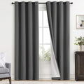 Yakamok Room Darkening 100% Blackout Curtains Grommet Window Treatments with 2 Thick Layers-Charcoal Grey Thermal Insulated Drapes Set of 2…
