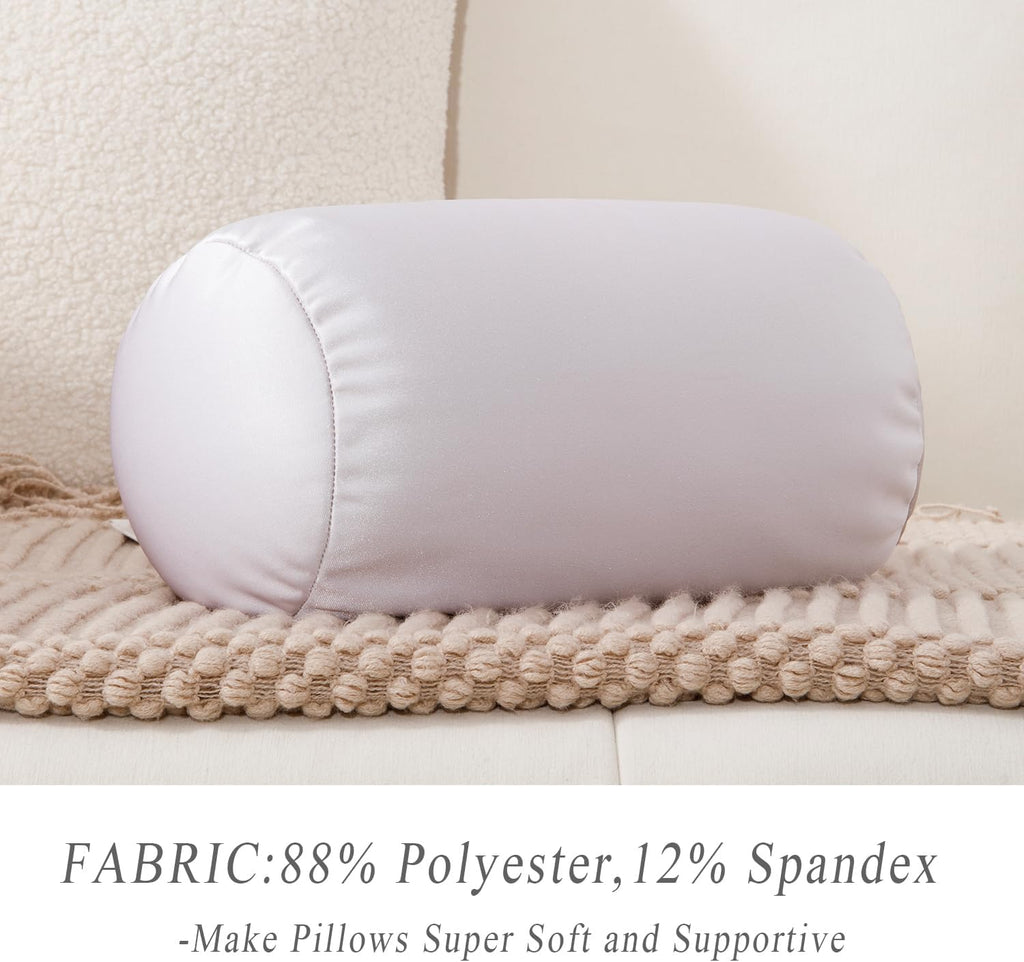 Microbead Neck Body Pillow Tube Microbead Bolster Bean Smooth Cool Pillow Neck Cervical Roll Pillow for Sleeping 7 x 12Inch Throw Travel…