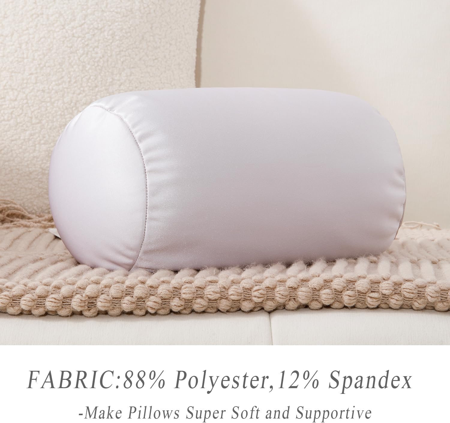 Microbead Neck Body Pillow Tube Microbead Bolster Bean Smooth Cool Pillow Neck Cervical Roll Pillow for Sleeping 7 x 12Inch Throw Travel…