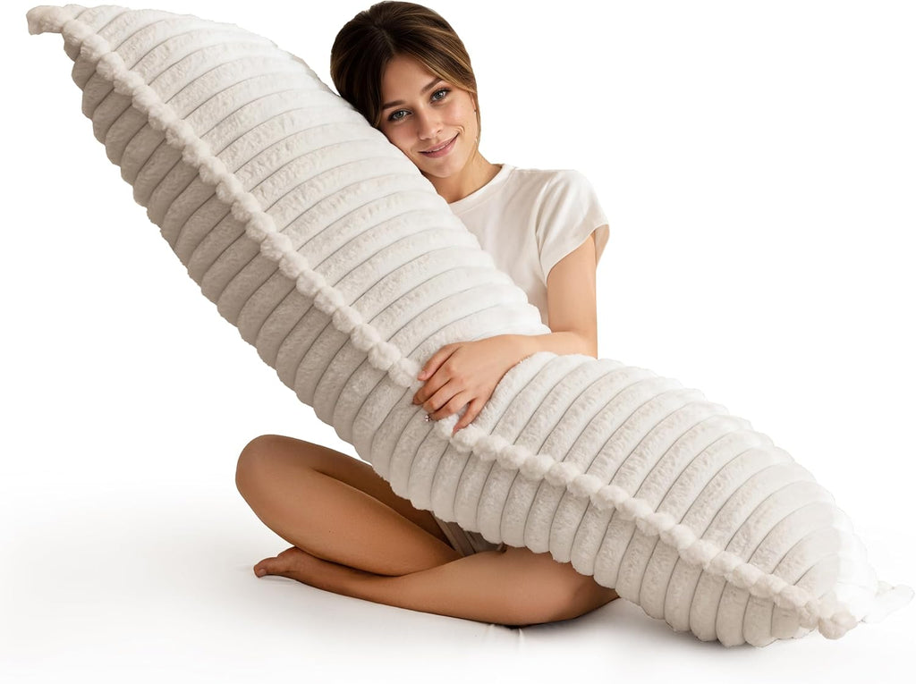 Higogogo Memory Foam Body Pillow, Thickened Large Long Bed Pillow for Adults, Full Body Pillow with Removable Pillow Cover(20x54 Inch), Beige
