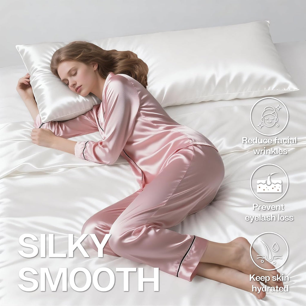MR&HM Satin Body Pillow Cover, Soft and Breathable Body Pillow Case with Envelope Closure, Cooling and Silky Long Pillowcase for Hair and…