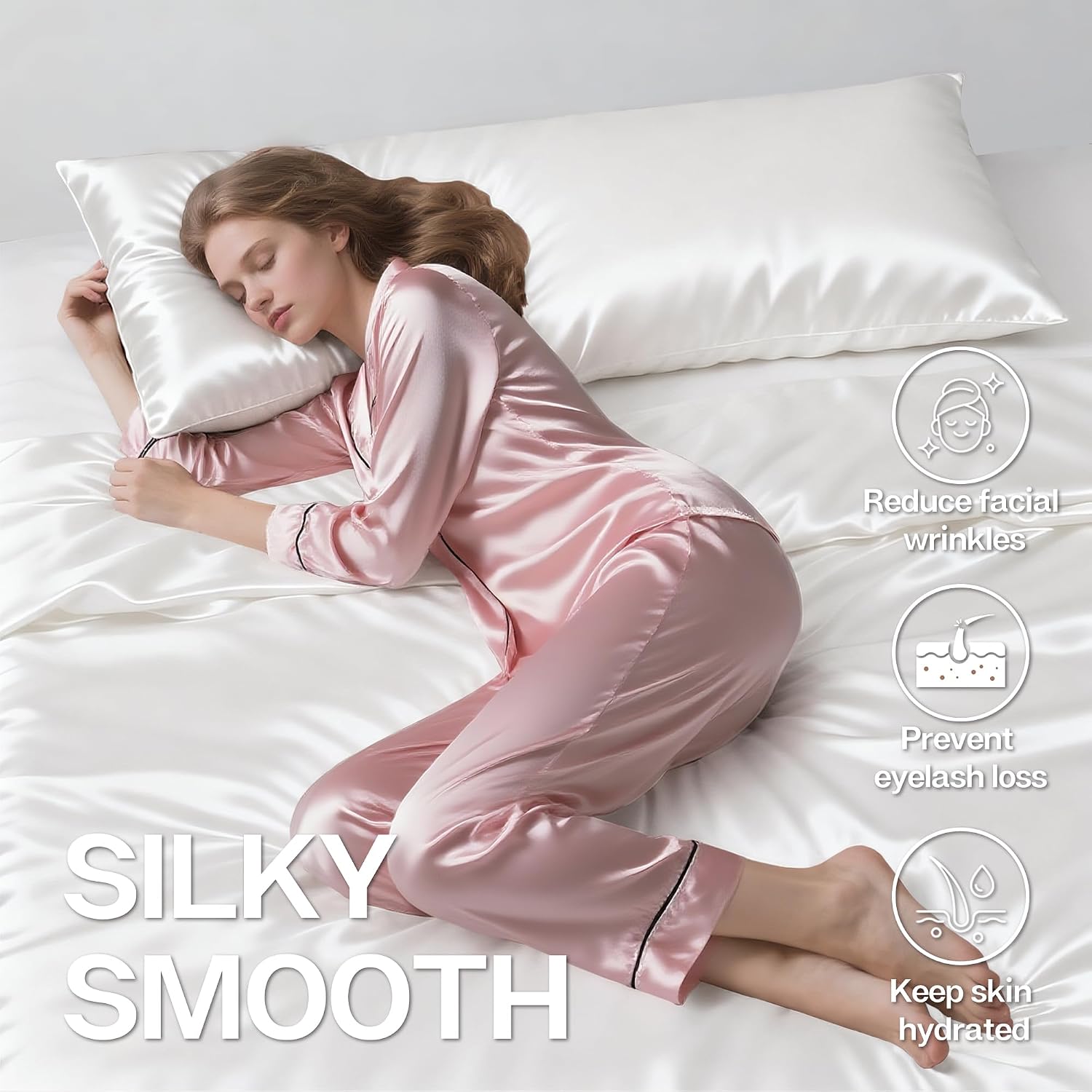 MR&HM Satin Body Pillow Cover, Soft and Breathable Body Pillow Case with Envelope Closure, Cooling and Silky Long Pillowcase for Hair and…