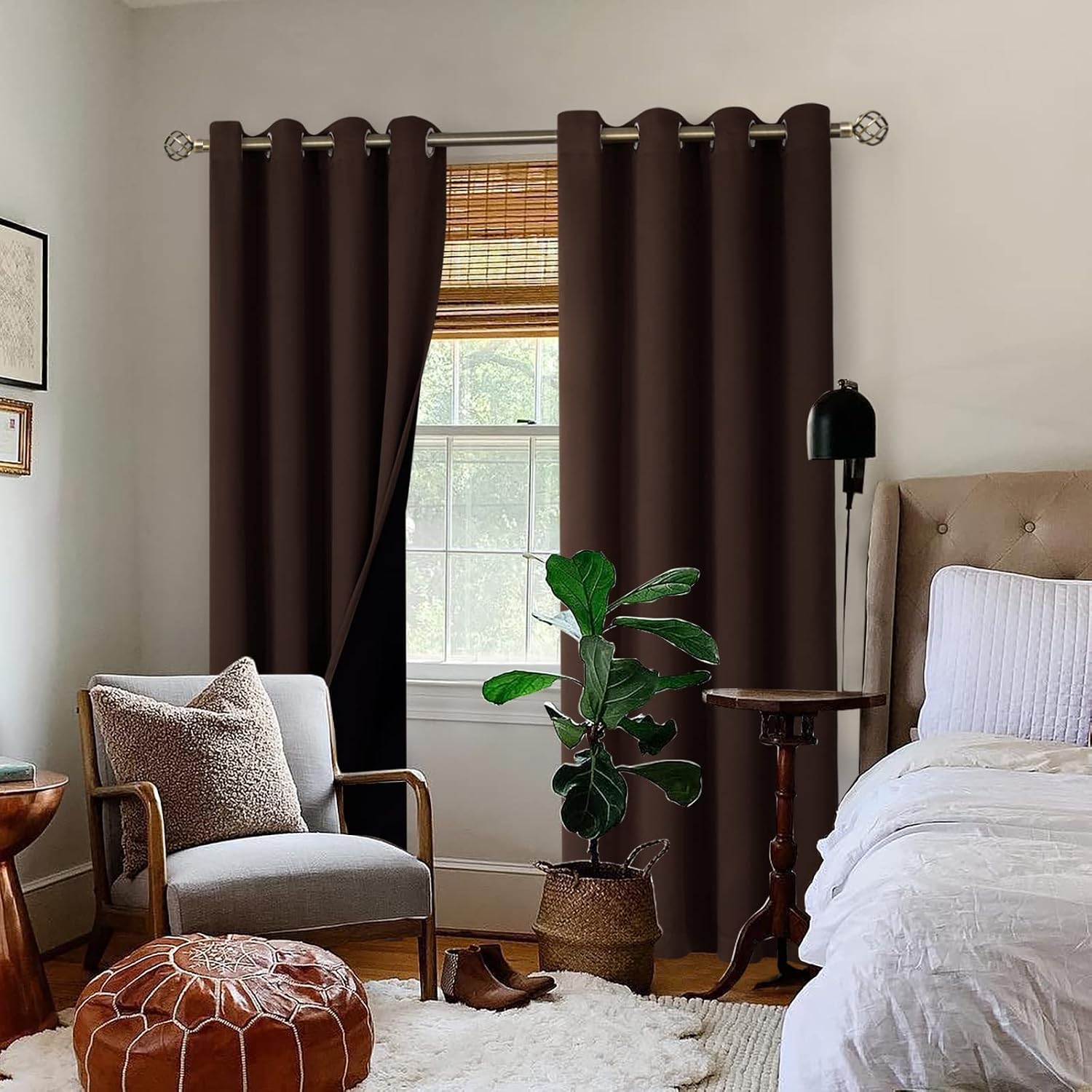 BGment Thermal Insulated 100% Blackout Curtains for Bedroom with Black Liner, Double Layer Full Room Darkening Noise Reducing Grommet Curta…