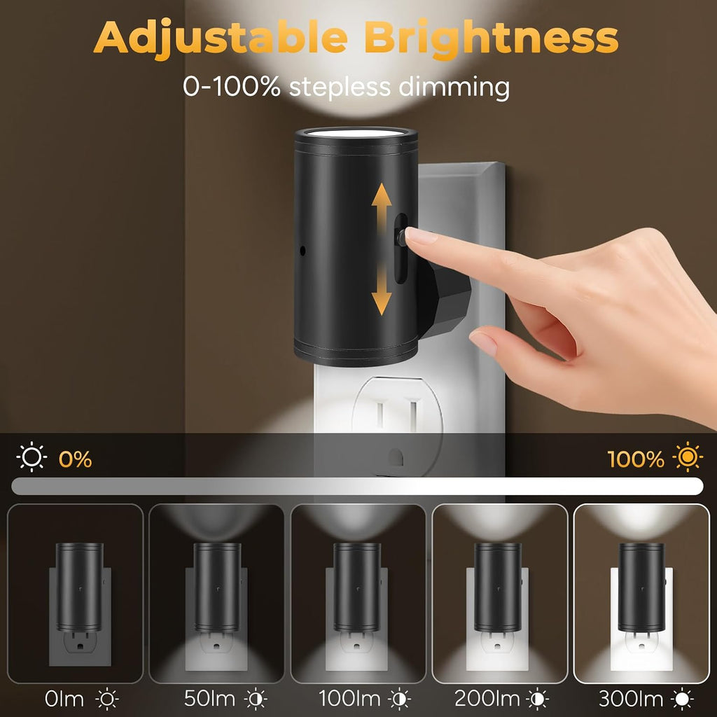 TSEXES LED Night Lights Plug into Wall, Motion Sensor & Dusk to Dawn Sensor, Dimmable 5000K Nightlight with 0-300 lm Adjustable Brightness…
