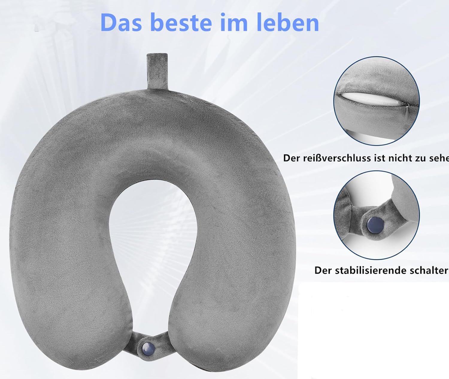 GDEOUP Travel Pillow 100% Pure Comfortable U Shape Memory Foam Pillows Neck and Head Support Portable Travel Neck Pillow Suitable for…