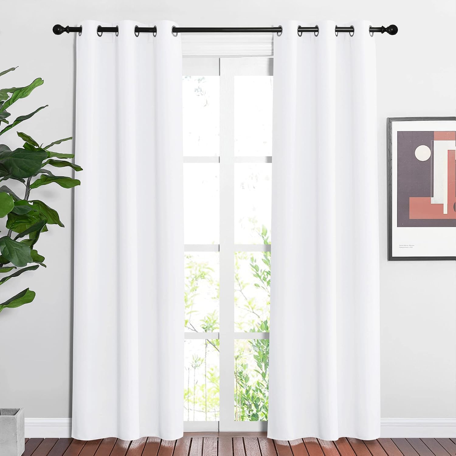 Nicetown White Curtains 84 inch Length 2 Panels Set for Living Room - Thermal Insulated Window Treatment Grommet 50% Room Darkening for Bed…