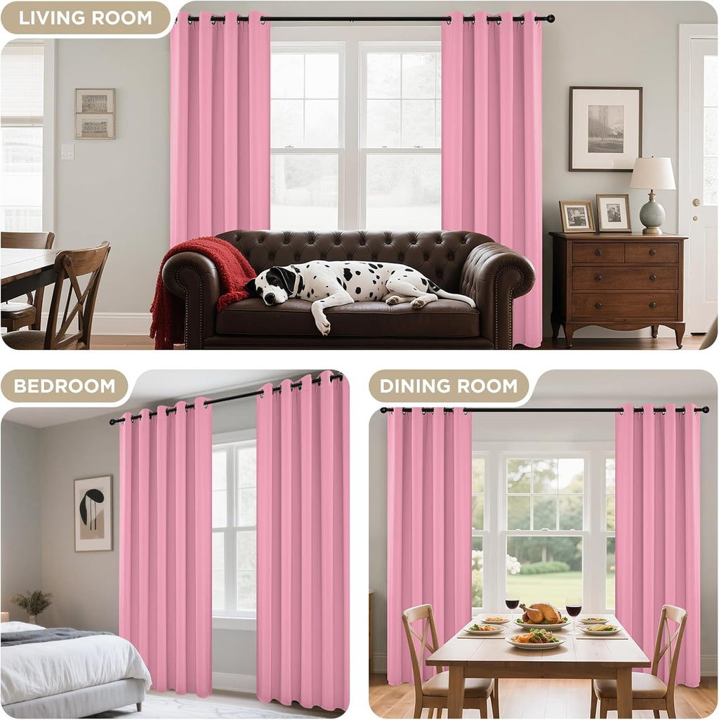 Joydeco Blackout Curtains 84 Inchs Long 52 Wide Black Out Curtains 2 Panels, Thermal Insulated Long Curtain& Drapes Room Darkening Grommet…