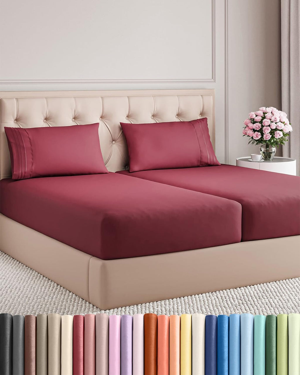 Split King Size 5 Piece Sheet Set - Comfy Breathable & Cooling Sheets - Hotel Luxury Bed Sheets for Women & Men - Deep Pockets, Easy-Fit…