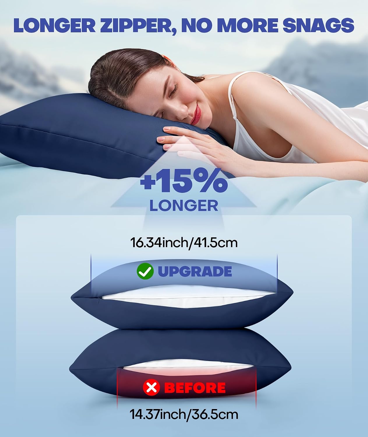 Rifens Ice Cooling Pillowcase for Hot Sleepers, Instantly Cool, Stays Cold All Night, Softer Than Silk Pillow Cases, Pillow Covers with Inv…
