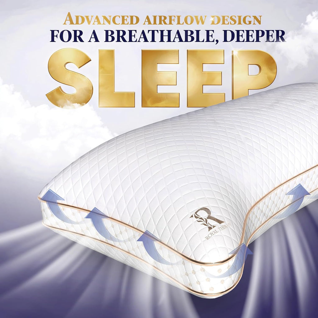 Royaltherapy Royal relaxation Queen 4-Pack Memory Foam Pillow, Adjustable Shredded Odor-Free Cut-Out Bed Pillow for Neck & Shoulder…