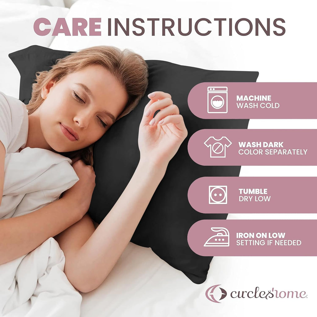 CirclesHome Pillow Protectors 4 Pack Standard Zippered - 100% Cotton Breathable Pillowcases - Protects Pillows from Dirt, Dust and Debris (…