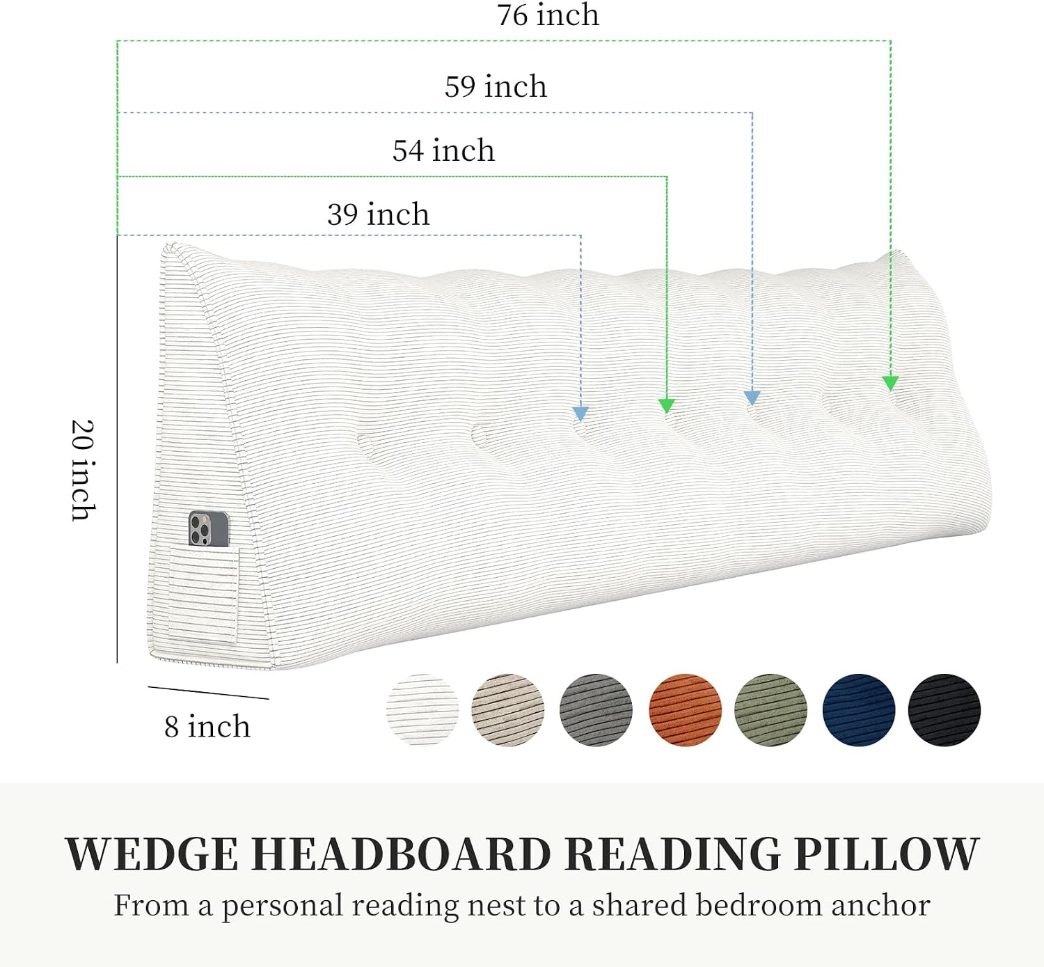 Wedge Pillow Headboard Triangle Bolster Pillow for Sitting in Bed Adults Reading Pillows Backrest Support, Corduroy Headboard Pillows…